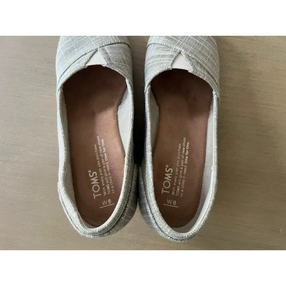 TOMS Southwestern Grey Wedge Peep Toe Women's 8 Casual Comfort Cork Heel‎ Shoes